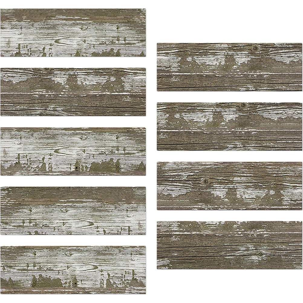 

9Pcs Wood Grain Waterproof Tile Stickers Peel Stick Kitchen Bathroom Wall Tile Decals Home Decor Wall Decals for Home