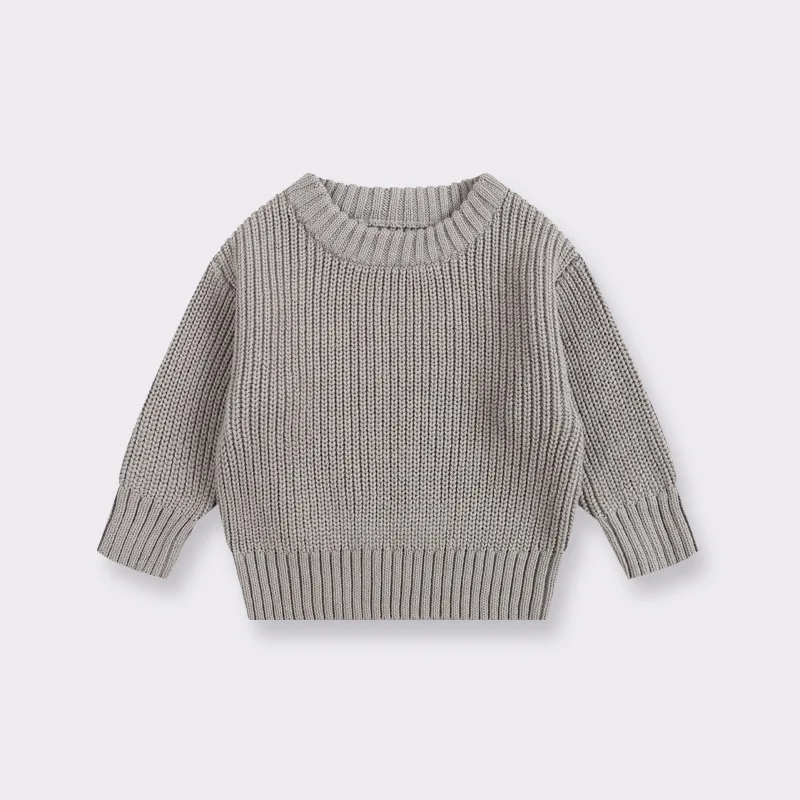 Baby Sweater Round Neck Boy Girl Knit Sweater for Winter Kids Clothes Causal Solid R Long Sleeve Pullover Tops Toddler Jumpers