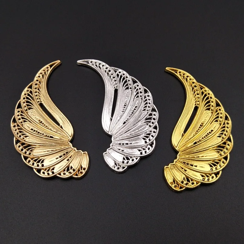 古代のウェディングジュエリーアクセサリー天使の羽-10-ペア卸売ゴールドシルバーメッキ金属装飾品装飾アクセサリー