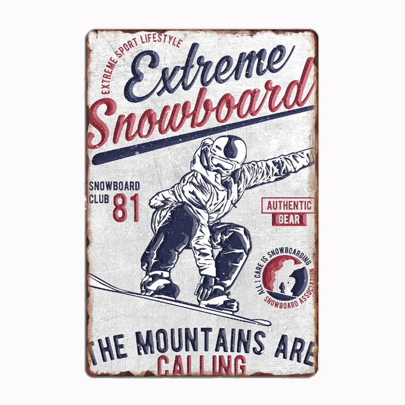 

Extreme Snowboard, Snowboarding Metal Print Sign Poster Garage Living Room Cinema Living Custom Tin Vintage Home Decor