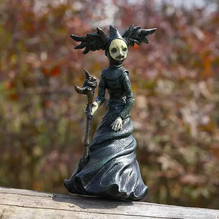 Resin Witch Figurine– Handmade Garden Ornament, Unique Bonsai Decor for Outdoor & Indoor