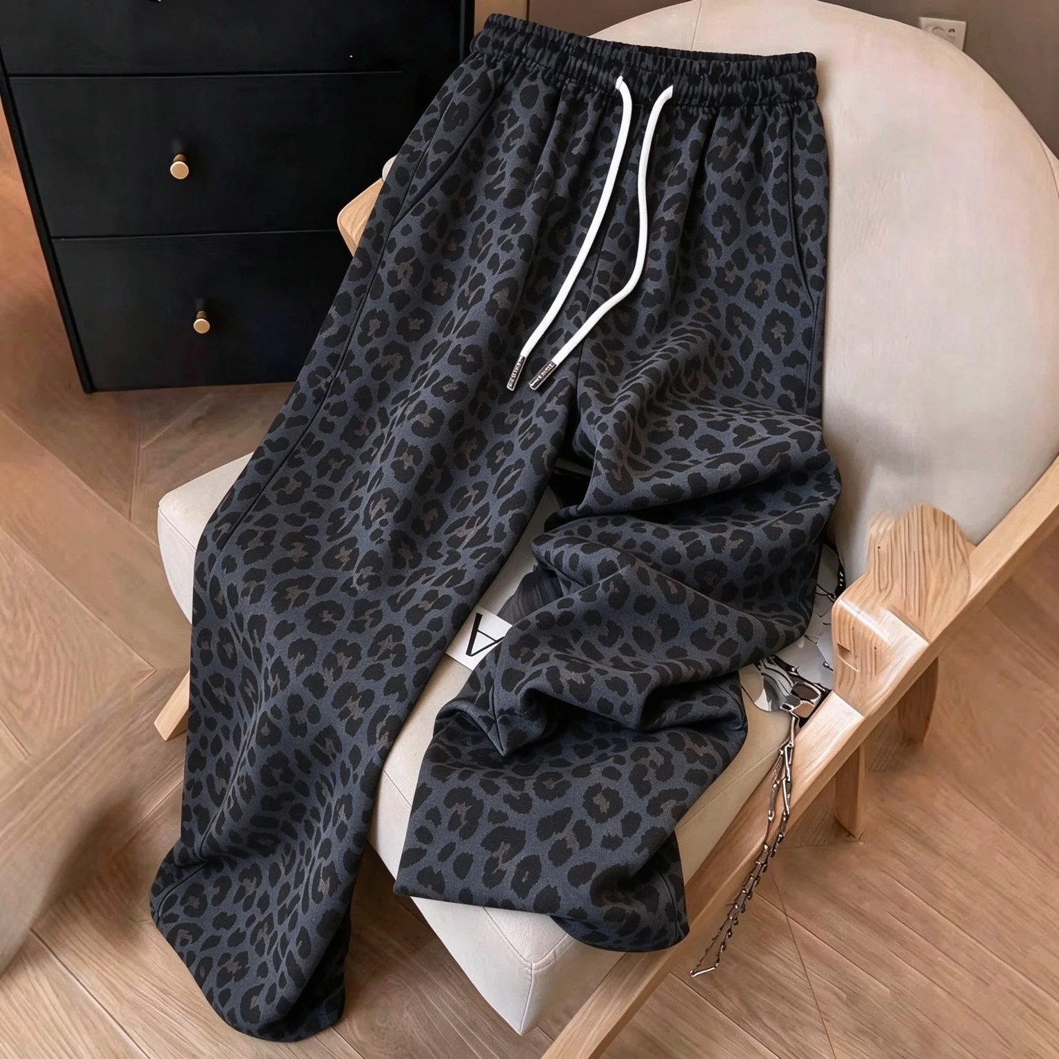New Arrivals Leopard Stripe Patchwork Straight Pants Unisex Striped Trousers Casual 3D Print Streetwear Daily Walking Outfit