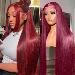 99j Burgundy 13x6 Hd Lace Front Human Hair Wig 13x4 Brazilian Red Glueless Straight Lace Front Colored Human Hair Wigs For Women