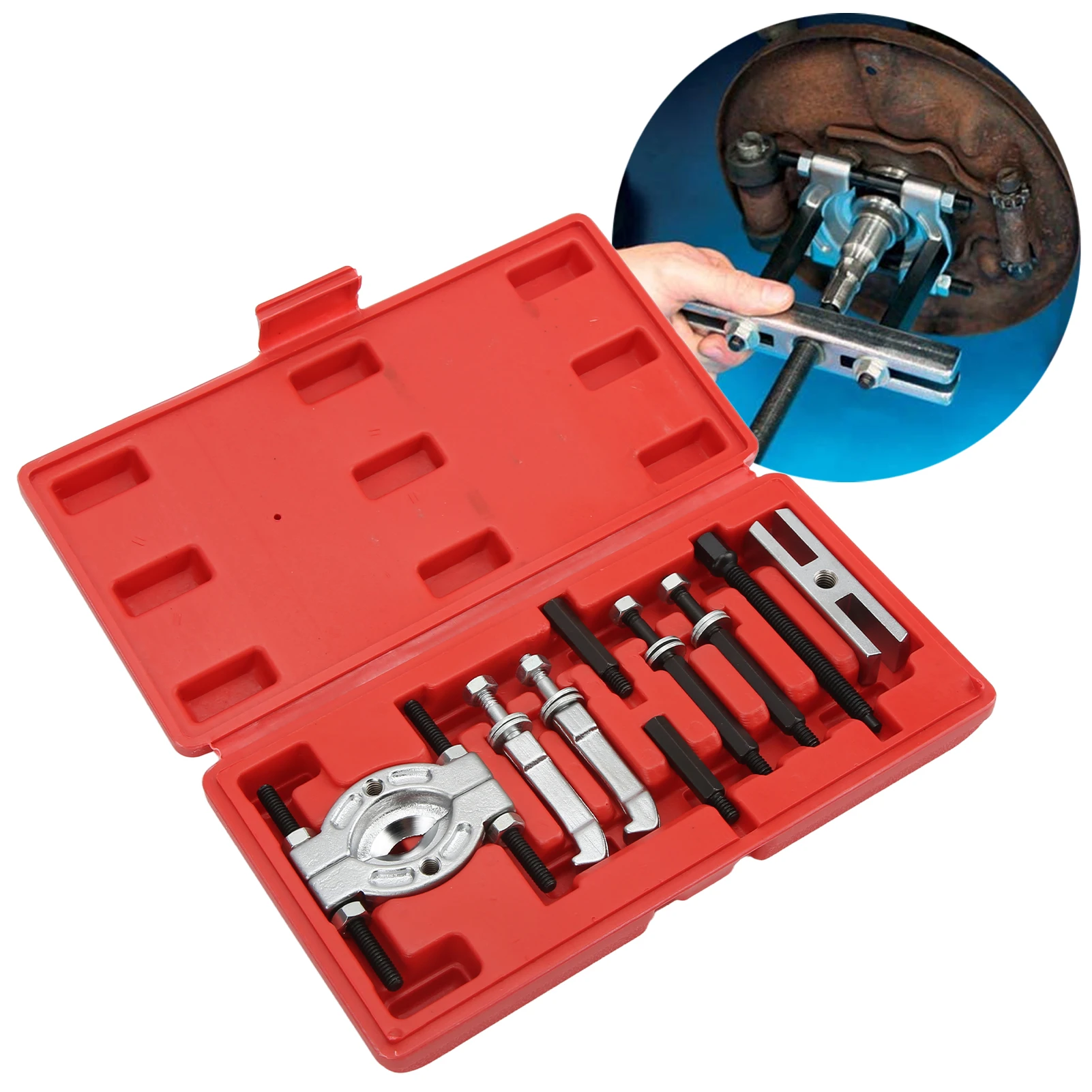 9pcs Bearing Separator Puller Set Portable Bearing Removal Tool Kit Metal Bearing Splitter