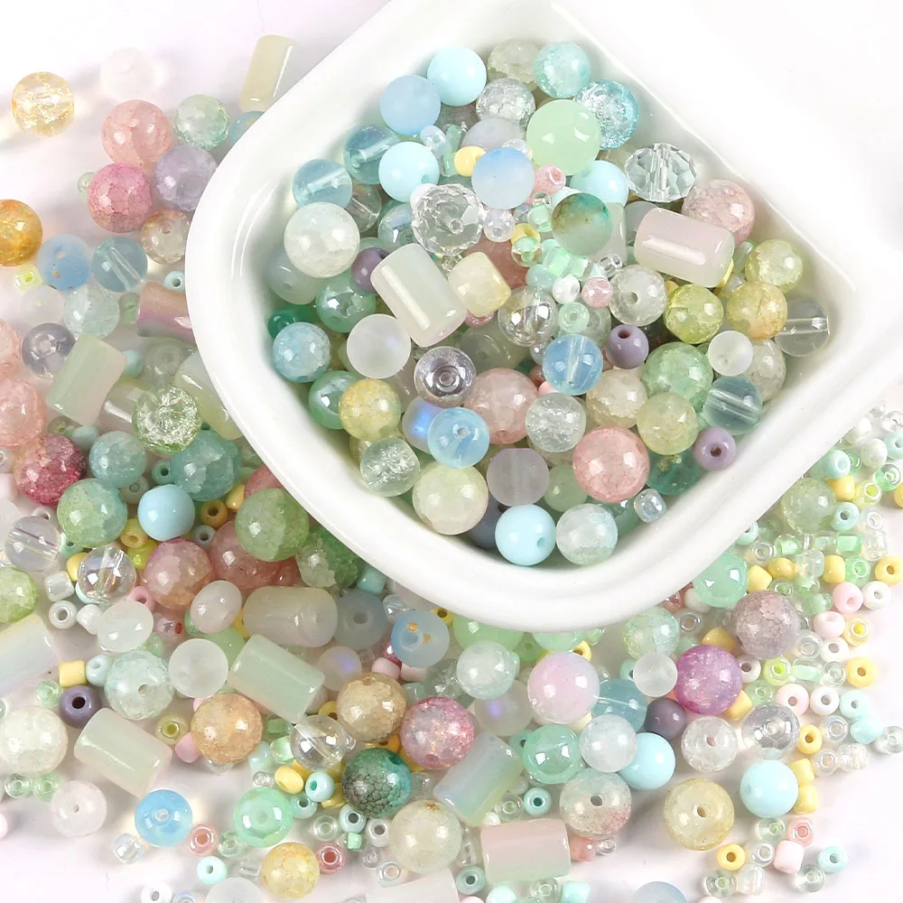 90g 3-12mm Mixed Size Cnady Color Glass Beads Loose for DIY Jewelry Making Bracelet Necklace Accessories image 2