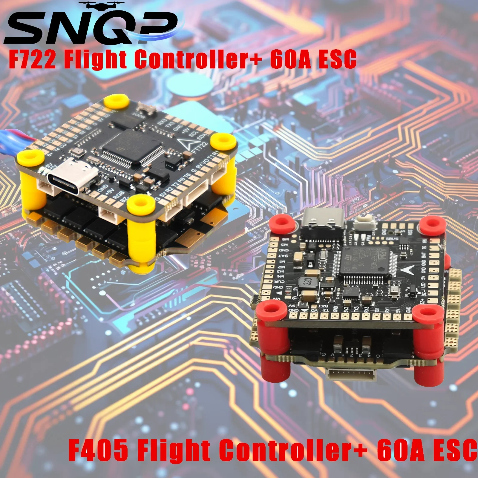 

Контроллер vuelo F405/F722 Dual FC + 60A ESC 2-6S Lipo 30,5 мм, совместимое с креплением для RC Dron Racer FPV