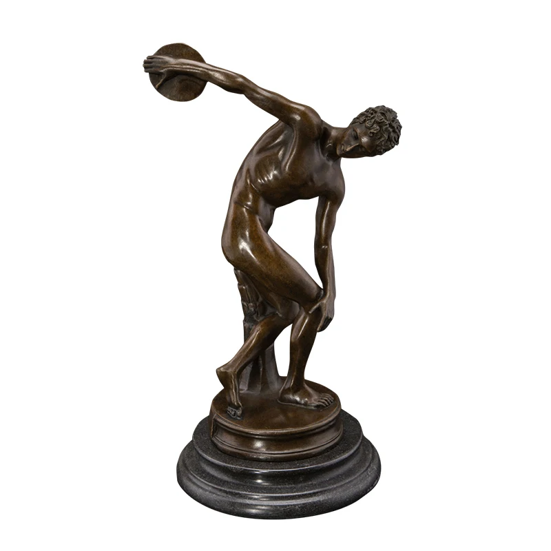 

PY-392 Классическая Статуя дискобола бронза греческого художника Myron Реплика знаменитый дисковод Медная скульптура Статуэтка