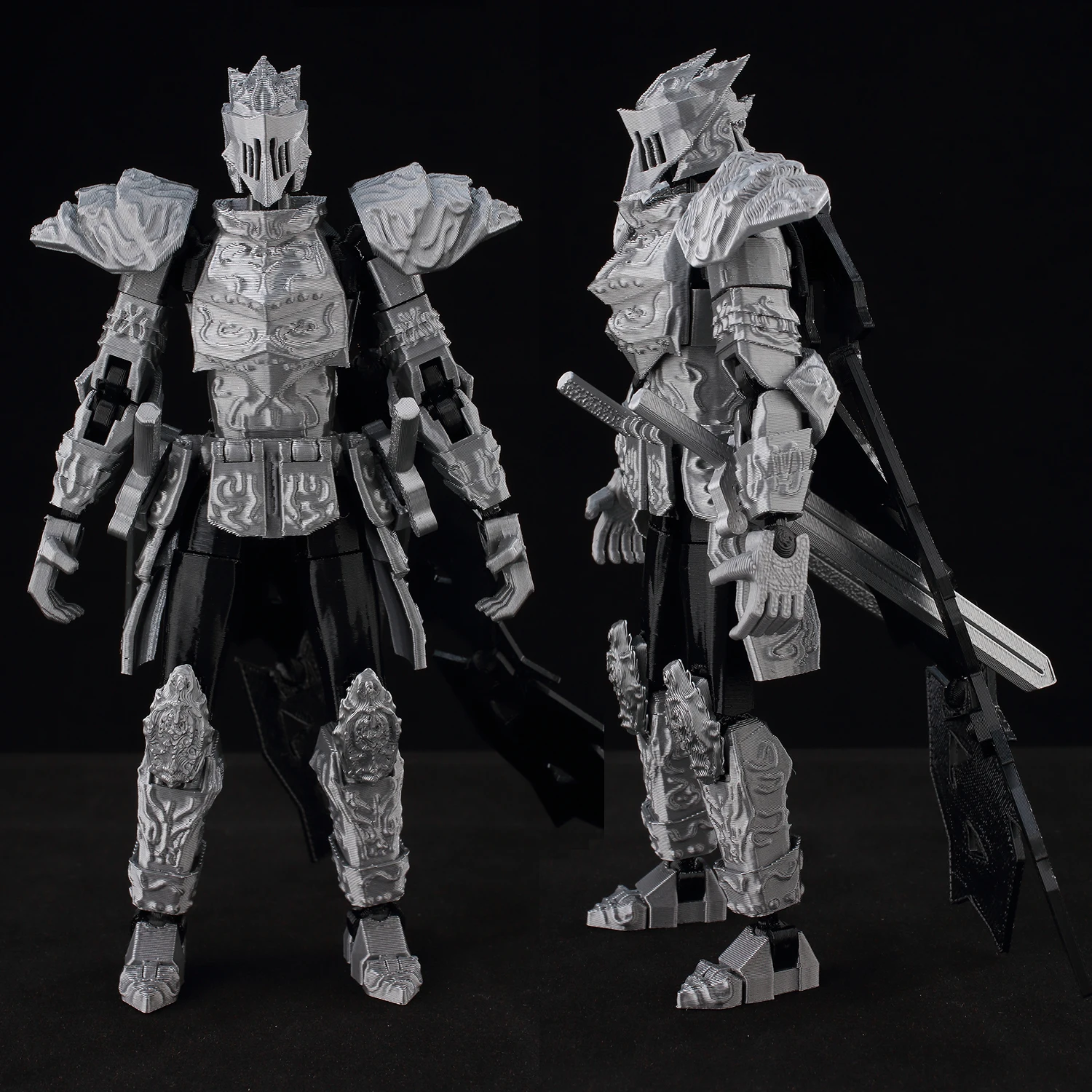 ​ 9L3D Lucky13 Silver Armor Knight Actionfigur Dummy13 mit TripleWeapon T13 Mehrgelenkiges 3D-gedrucktes Sammlerspielzeug Titan13 ​