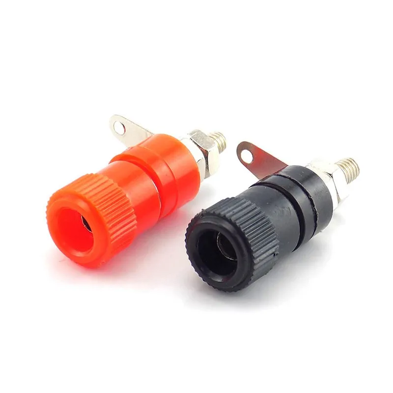 4 10pcs 4mm Banana Plugs Socket Connector Nickel Plated Binding Post Nut Banana Plug Jack Connector Red Black DIY Connectors E2