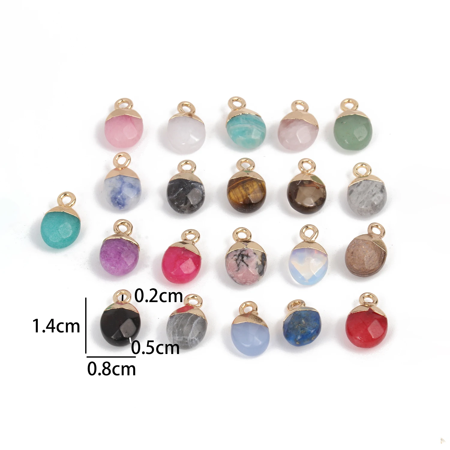 14x8mm Faceted Natural Stone Charm Pendant Agate Jade  Quartz Women Jewelry Making for DIY Necklace Accessories