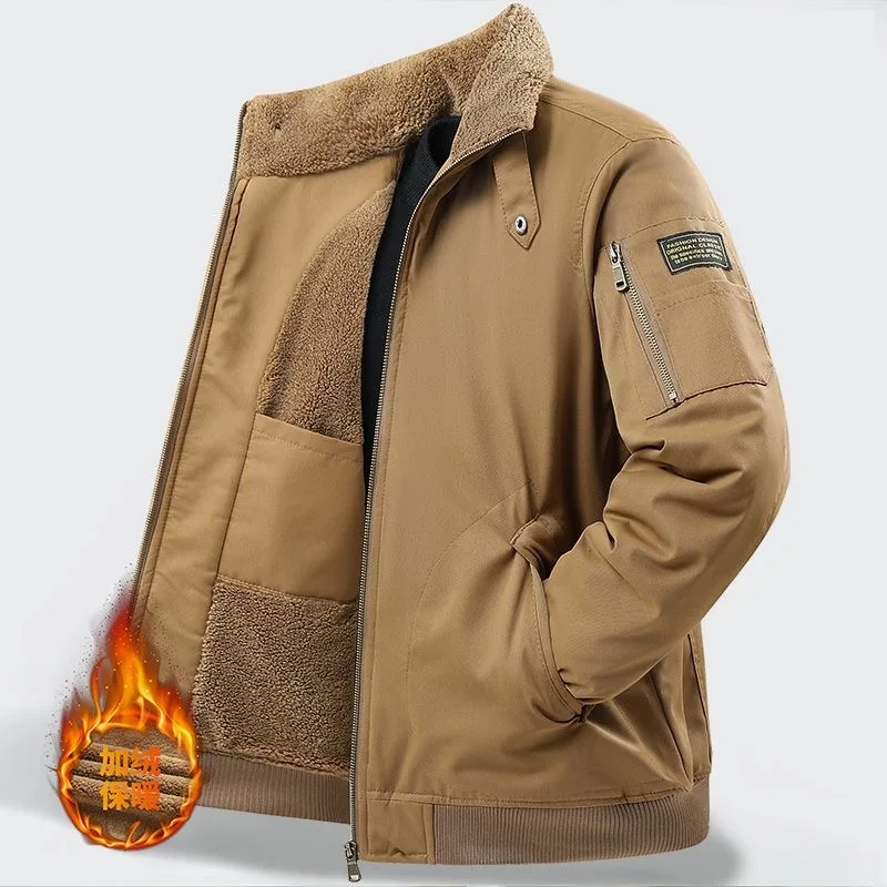 

Winter Fashionable Trendy American Retro Plus Velvet Thick Warm Jacket Men's Casual Loose Comfortable Sports Large Size Jacket