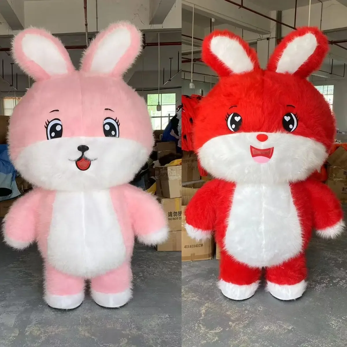 

2m/2.6m Plush Inflatable Pink Rabbit Mascot Costume Adults Walking Doll Clothings Carnival Fancy Party Accessories No Battery