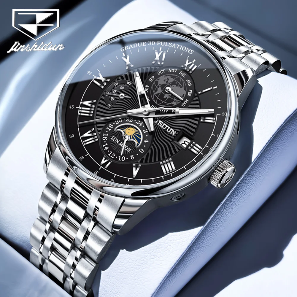 

JSDUN Высокое качество автоматические механические часы из нержавеющей стали для мужчин новые бестселлеры роскошные модные многофункциональные мужские часы