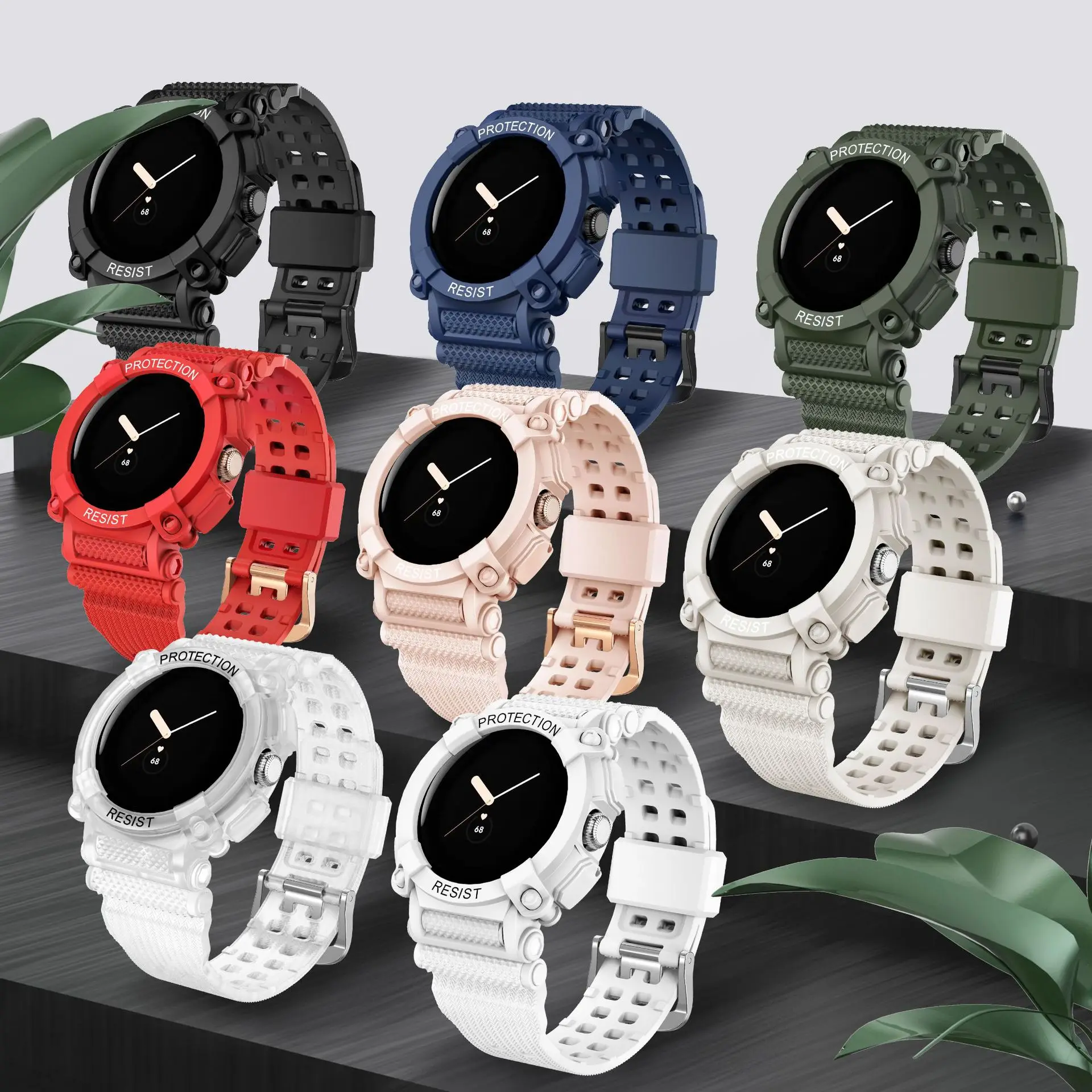 TPU bingkai cangkang penutup pelindung gelang tangan gelang jam untuk Google Pixel Watch 2/1 tali gelang Bumper Case aksesori pintar