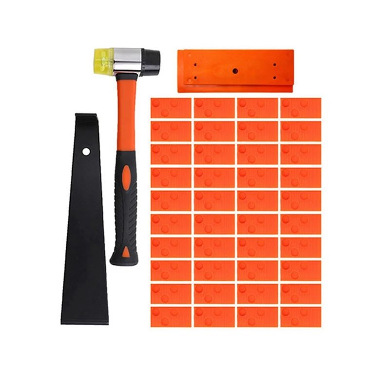 

Laminate And Wood Flooring Installation Kit Spacers, Tapping Block, Pull Bar And Fiberglass Handle Mallet 43PCS Durable