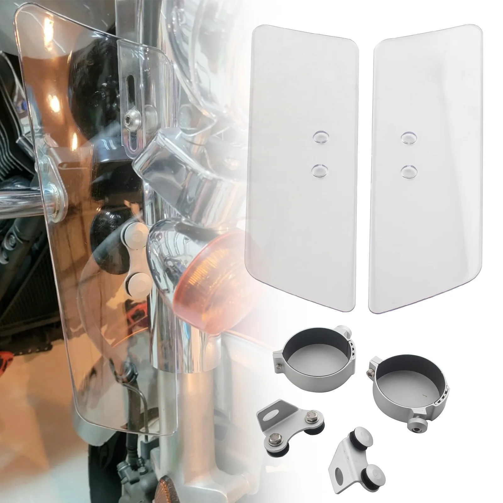 

For Honda Kawasaki Yamaha ABS Plastic Motorcycle Fork Deflectors Windscreen Universal