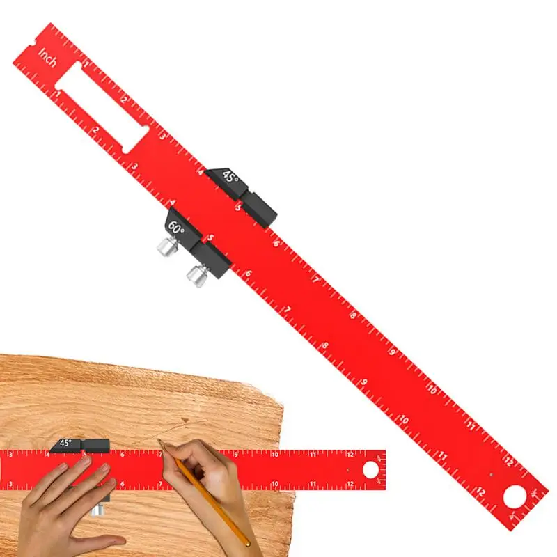 Edge Ruler Woodworking Multifunctional Precision Ruler With Clear Scale Metric Imperial Aluminum Alloy Woodworking Supplies