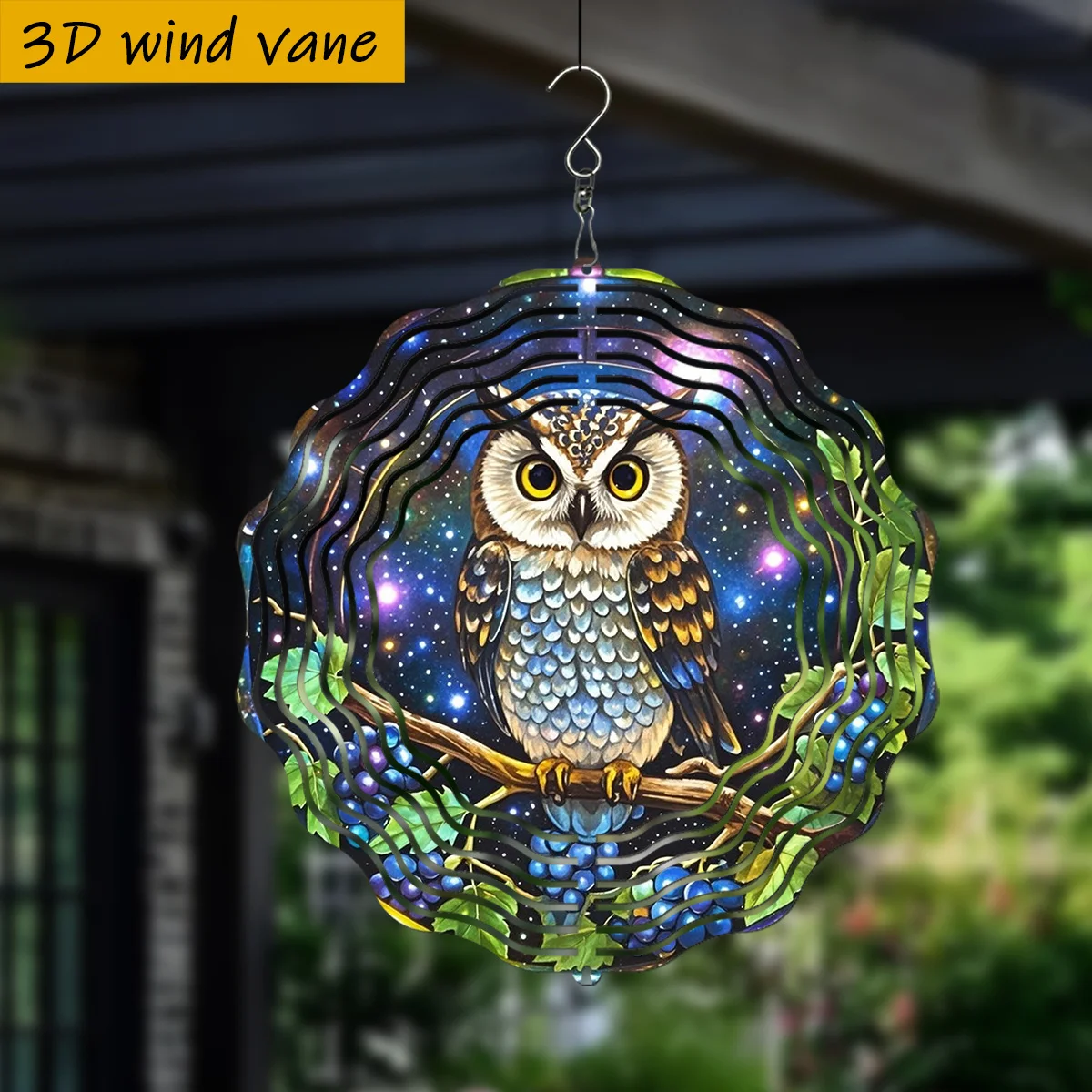 CIFBUY 3D Metal Wind Spinner 360 Rotating Garden Decor Shiny Kaleidoscope Kinetic Wind Art Outdoor Patio Yard Ornament