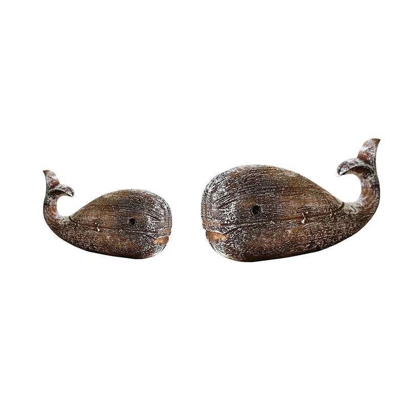 

Whale Figurine Coastal Themed Nautical Statue Vintage Mediterranean Sea Wood Whale Dining Room Bathroom Home Office Decor