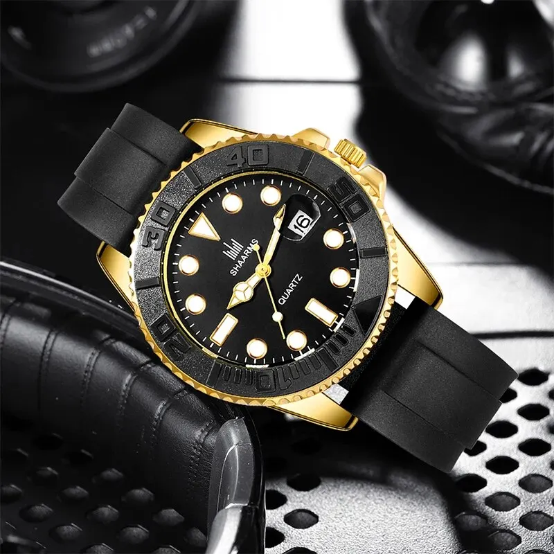 Mens Fashion Watch Casual Clock Montre Homme Business Men Quartz Watch Calendar Green Water Wok Ghost Sport Men Wristwatch