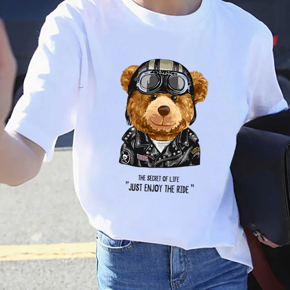 Women Graphics Cotton T-shirt Teddy Bear Short-sleeved Tops Kawaii Cartoon O-Neck Casual Shirt Funny Girlfriend Gift Tees