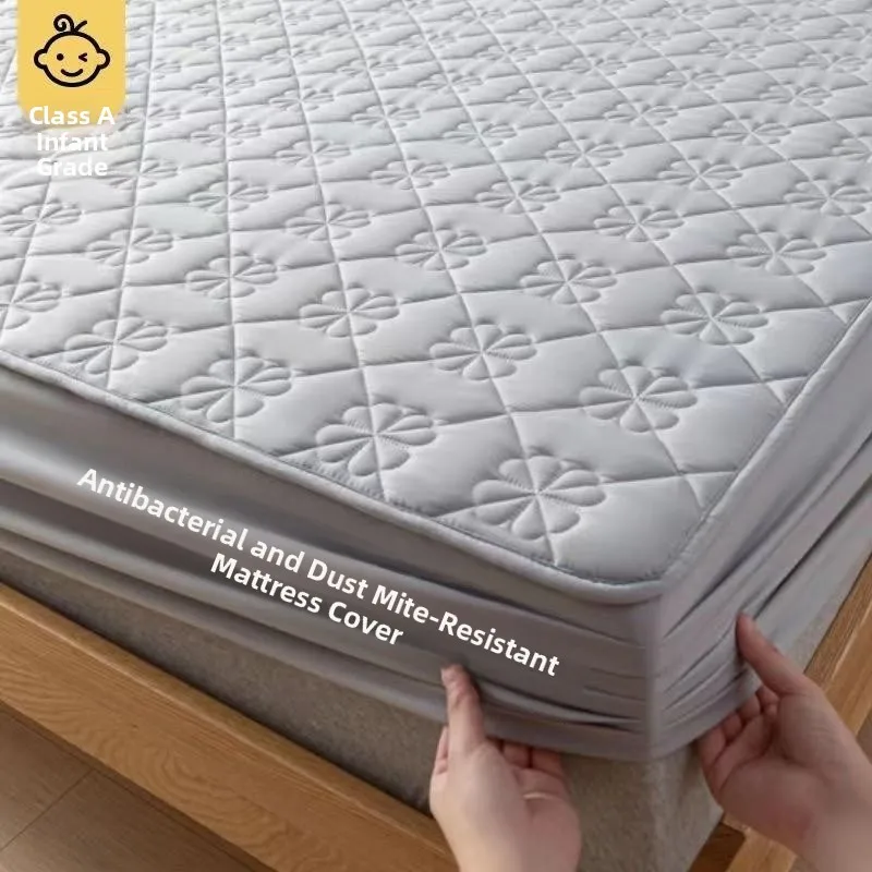class-a-cotton-bedding-quilted-bed-mat-thiened-tee-piece-set-mattr-protector-anti-slip-bed-cover-dustproof-cover