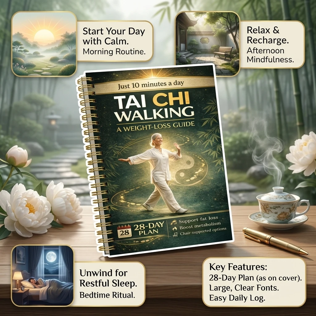28 Day Tai Chi Diary Book for Elderly Exercise Large Print with Illustrated Guide and Progress Tracker 10 Minutes Daily