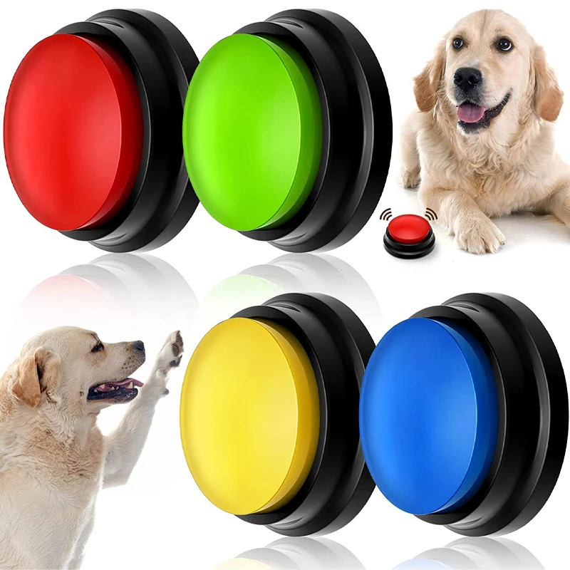 Funny Dog Recordable Pet Toys Travel Talking Starters Pet Speaking Buttons Portable Cute Pet Button Color Voice Recording Button