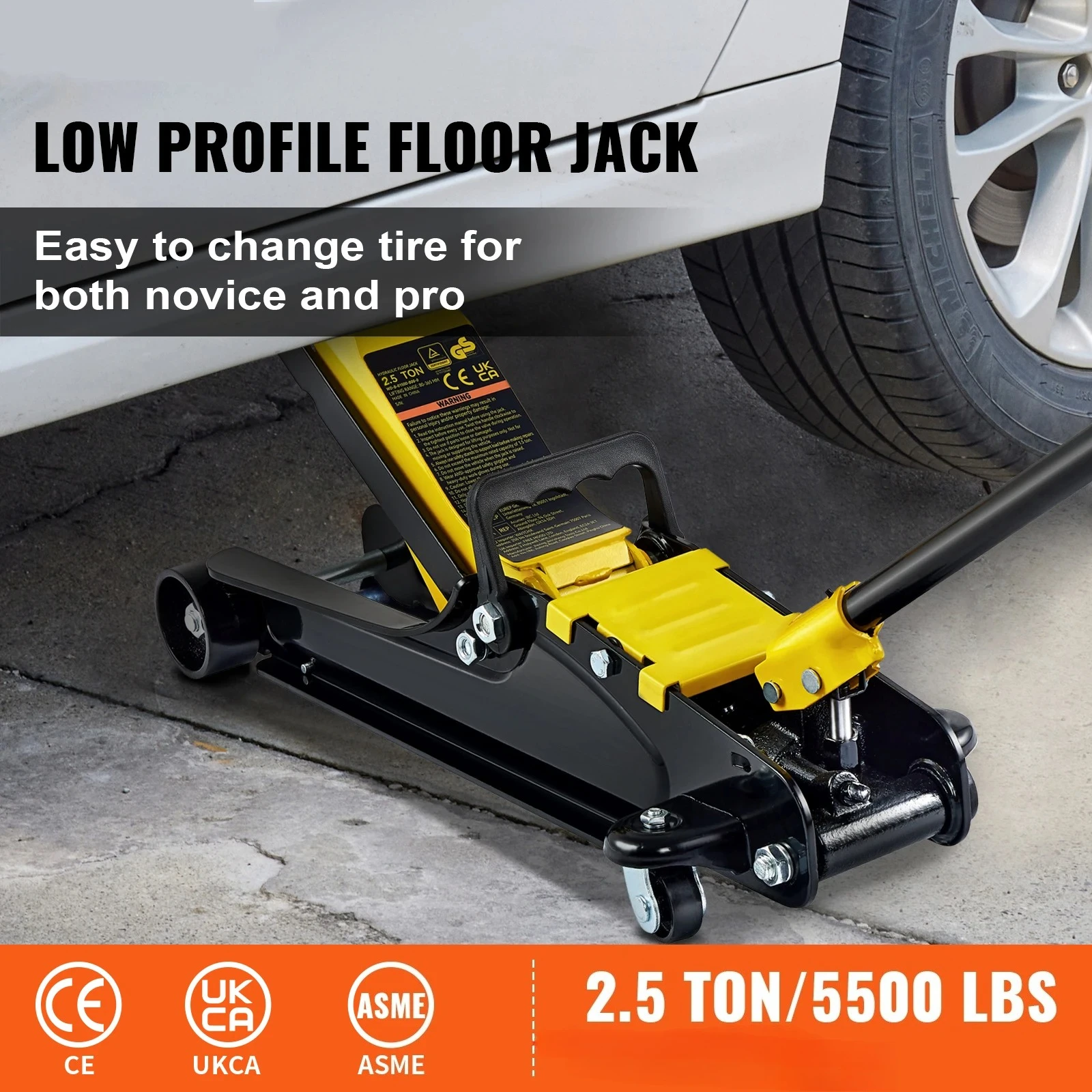 2.5T Floor Hydraulic Jack Pneumatic Low Profile Floor Jack Heavy-Duty Steel Racing Floor Jack with Piston Lift Pump