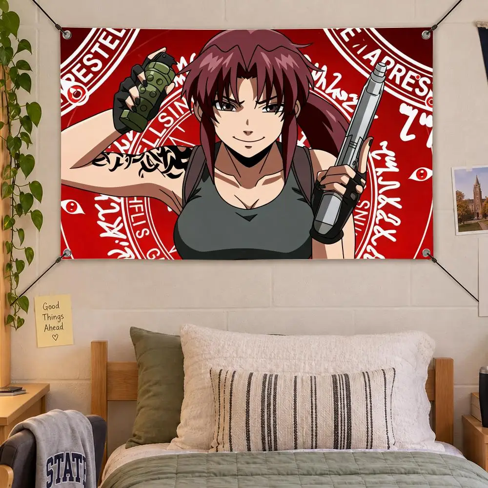Anime Action Black Lagoon Flags Decorative Flag Banner Indoor Bedroom Dorm Gaming Room Wall Party Club Decor Fan Gift