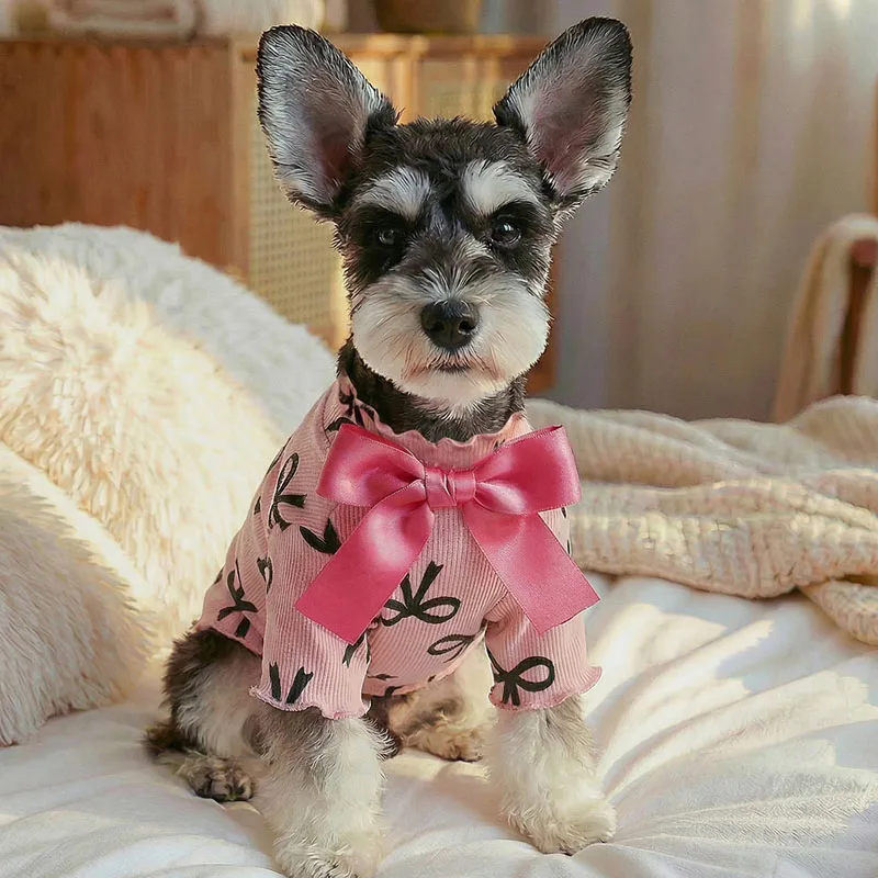 

Sweet Bowknot Pet Hoodie Clothes Pink Pullovers Shirt Dog Clothes For Small Dogs Chihuahua Dachshund Puppy Sweatshirt Tshirt XS