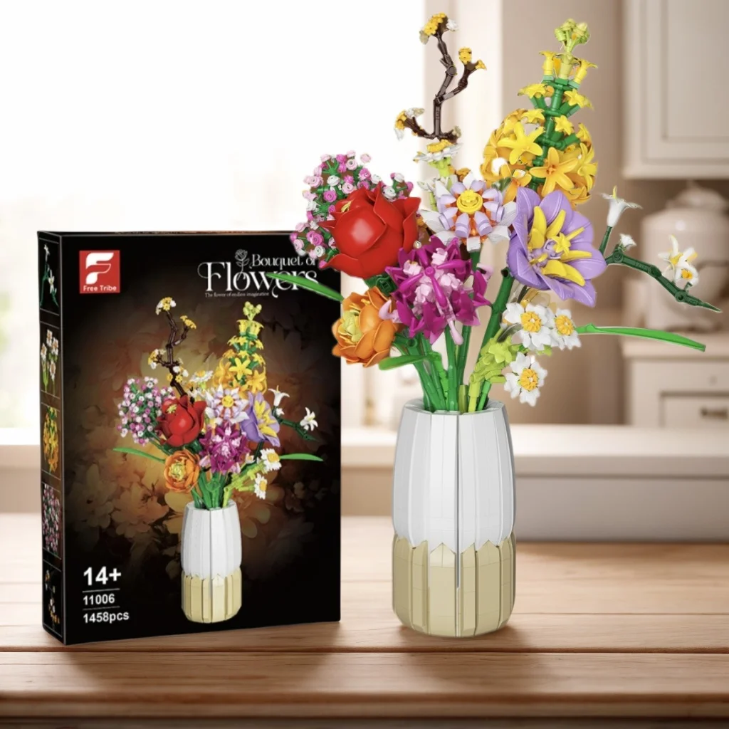 

1458 + набор для сборки букета вечных цветов | DIY здание цветок предметы домашнего декора | Хэллоуин и рождественские подарки | С вазой