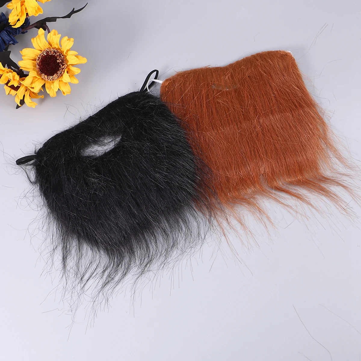 

2pcs Black Brown Halloween Mustache Beard Props Realistic Cosplay Party Accessory Self Adhesive False Simulation Decor For