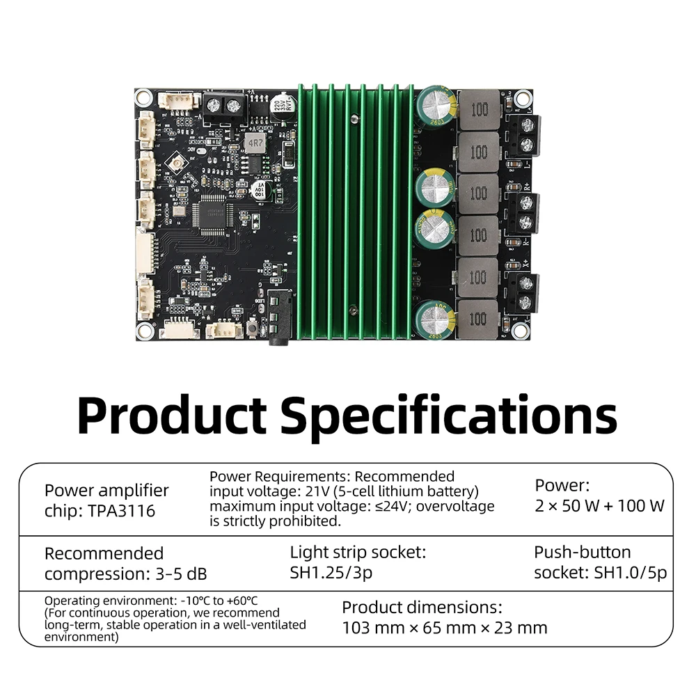 TPA3116 Bluetooth 2.1-Kanal-Verstärkerplatine, hohe Leistung 2x50W+100W 2x150W mit mobile App-Tuning für Heimkaraoke, Auto-Audio, DIY – Detail 9