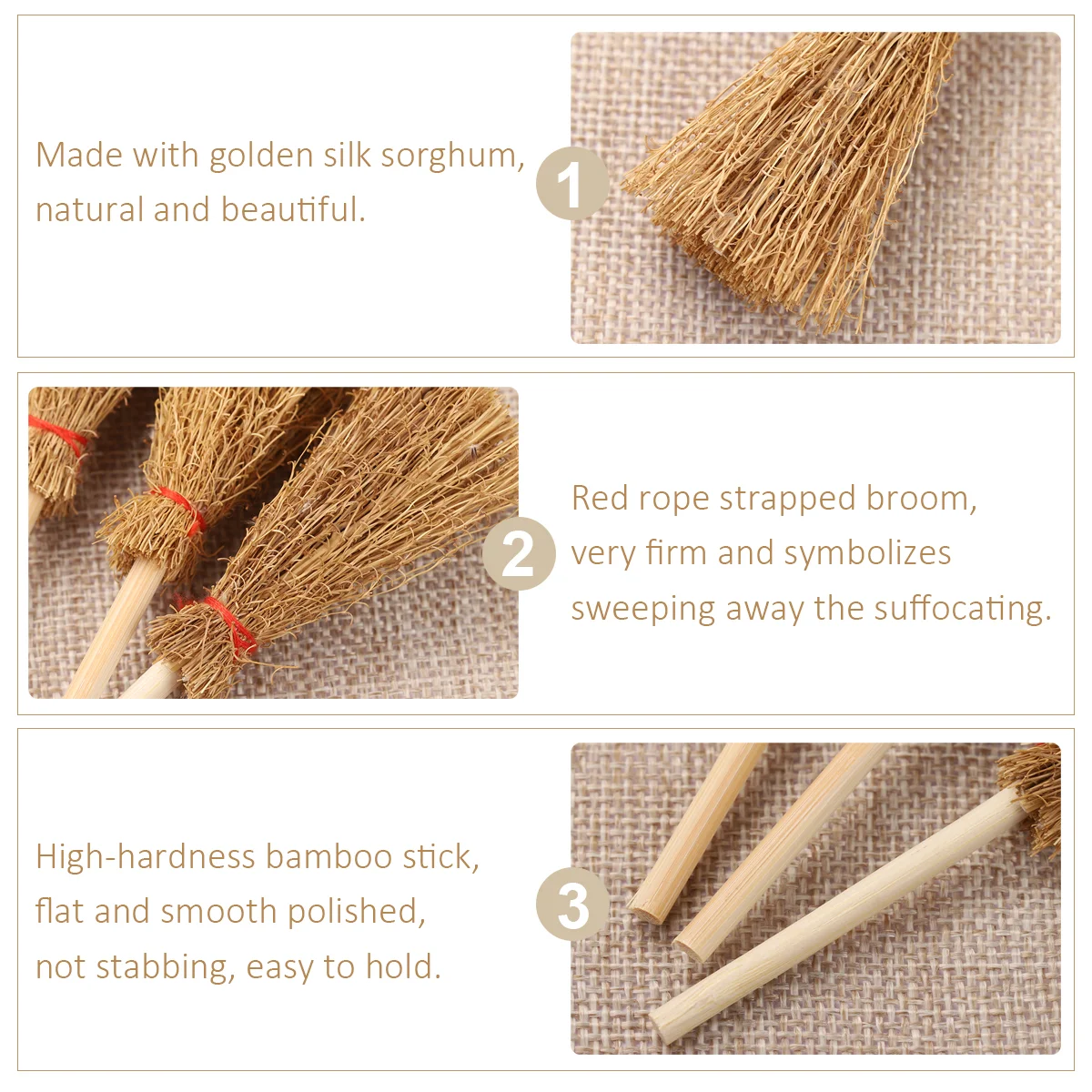 Mini Red Rope Broom 12pcs Kids Toys Halloween Decorations Witches Hanging Prop Pendantdant Straw Child