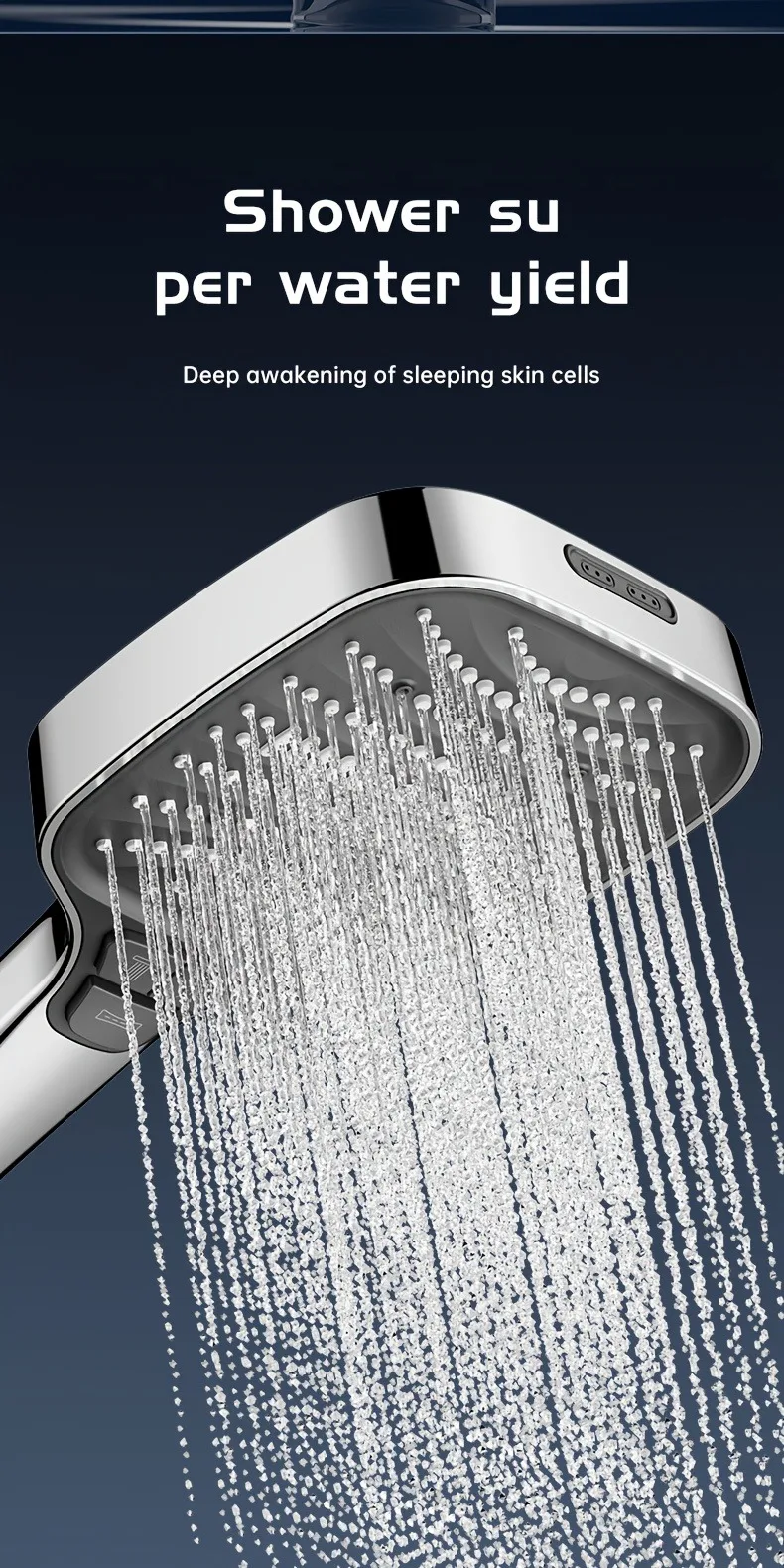 12 cm großer Panel-Duschkopf mit Filter, Badezimmer, Hochdruck, wassersparender Regenduschkopf, quadratische Multifunktionsdüse – Detail 7