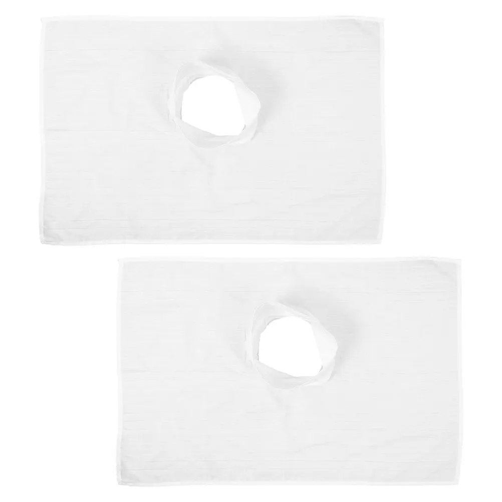 

2Pcs Beauty Hole Towel Sheet Facial Cover Cotton Salon Bed Massage Table Towel Pillow Massage Table Sheet