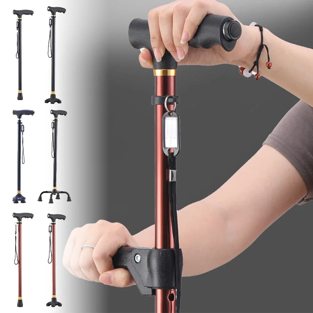 Multifunction Walking Stick For The Elderly With Led Light Aluminum alloy Crutch Non-slip Lightweight Cane mobility aids