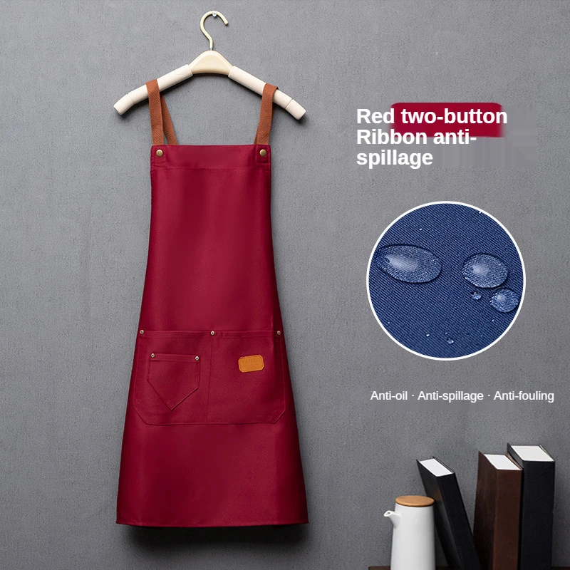 Angepasst Stickerei Druck Logo Unterschrift Wasserdichte Küche Schürzen Hause Chef Backen Kleidung Mit Taschen Erwachsene Lätzchen Taille Tasche