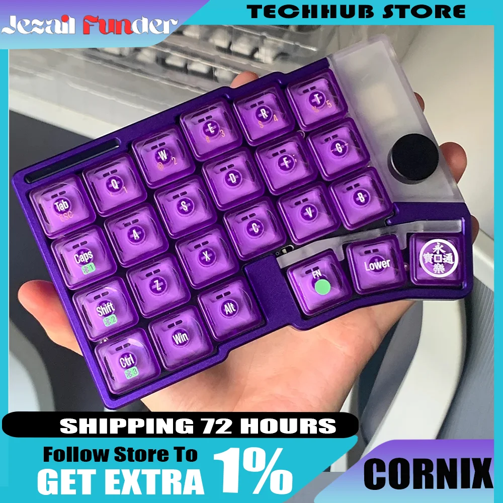 

Cornix Split Keyboard CNC Aluminum Case Dual Mode Low Profile Wireless Mechanical Keyboard Ergonomic with Knob Support Vial