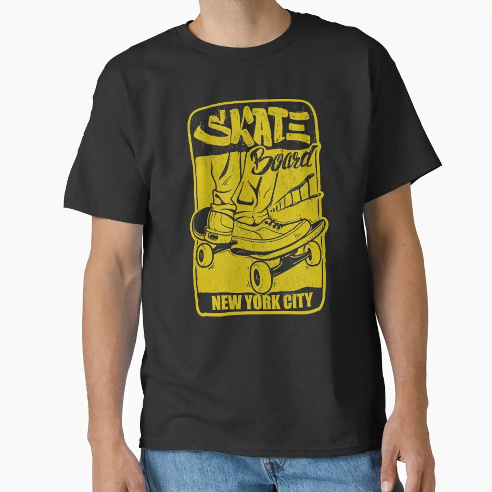 BOARD CITY Klassisches T-Shirt im Vintage-Stil, gewaschen, Streetwear, weich, modisch, leicht grafisch, atmungsaktiv, bequem, dehnbar, für Herren