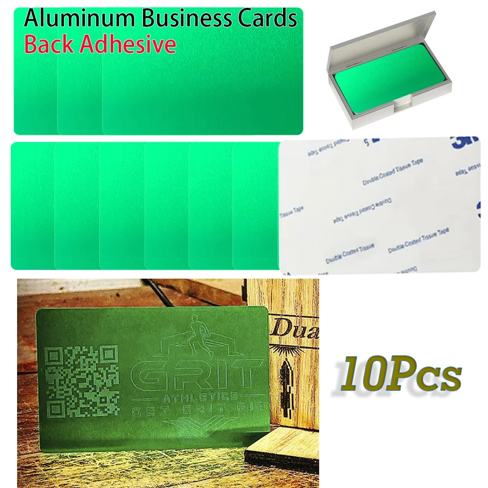 10 Stuks 0.2 Mm Metalen Visitekaartjes Aluminium Blanks Kaart Voor Klant Lasergravure Diy Gift Kaarten Terug Lijm stijl