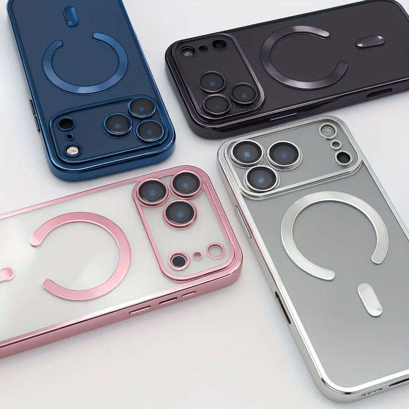 Capa Protetora Transparente Fina para iPhone 11 12 13 14 15 16 17, Incluindo Versões Pro Max e Plus, com Design em Rosa