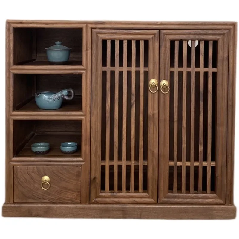 

New Chinese Style Black Walnut Tea Cabinet Old Elm Low Cabinet