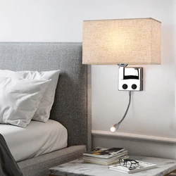 Nordic Tecido Lâmpada De Parede Com Interruptor, Refletor LED, Luz De Leitura, Quarto, Equipamento De Estudo, Hotel, Bedhead, Decoração Do Lar, E27