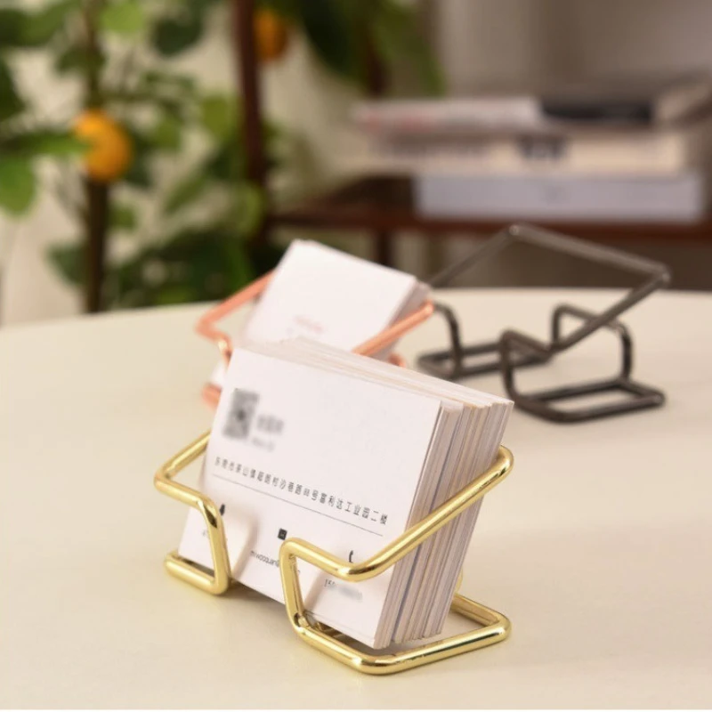 

Metal Business Card Holder Fashionable Plating Iron Art Business Card Notes Display Office Items