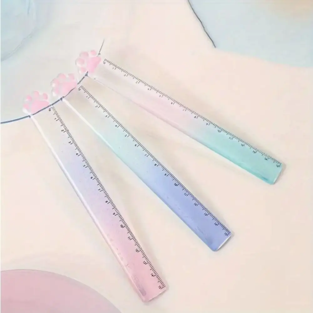 Cat Paw Design Cat Paw 15cm Straight Ruler Transparent Dividing Math Drawing Ruler Multifunction Acrylic DIY Drawing Tools