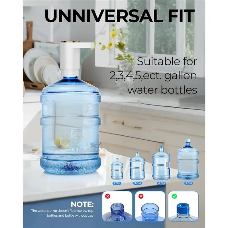 Pompe à bouteille d'eau AC39, pompe distributrice d'eau électrique Portable pour bouteilles de 5 gallons, chargement USB, pour la maison, la cuisine, la salle de Camping