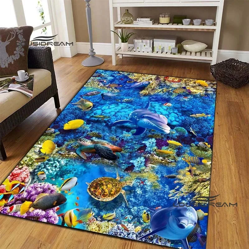 

Underwater World Animal Carpets and rugs 3D printing Living room Bedroom Large area soft Carpet Home Children's room floor Mat