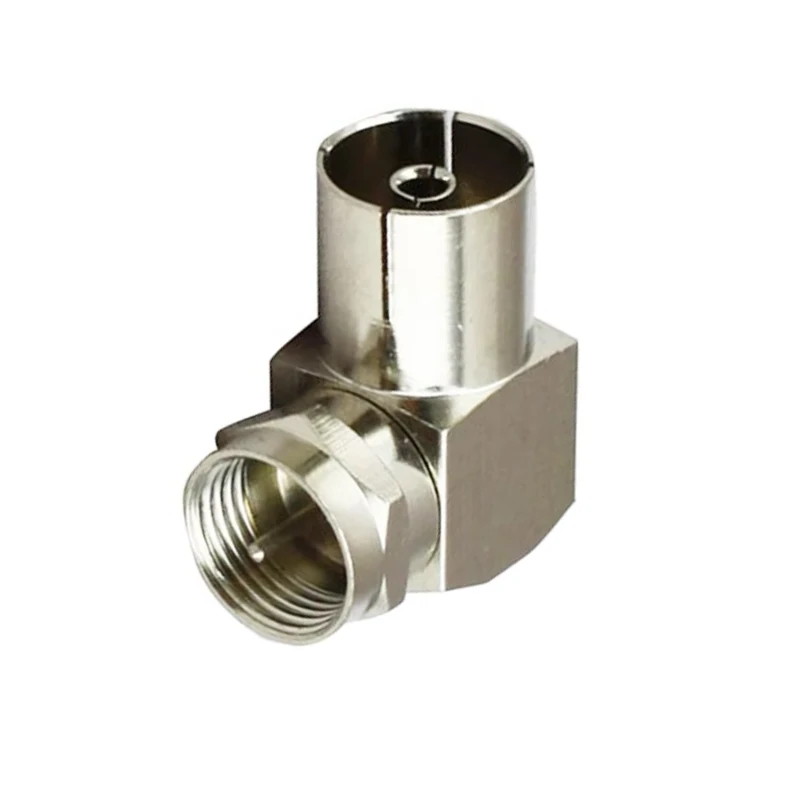 1PC F male to TV Type Female IEC PAL Right Angle Adapter Copper TV Cable Connector for Satellite FM Coaxial Cable Antenna